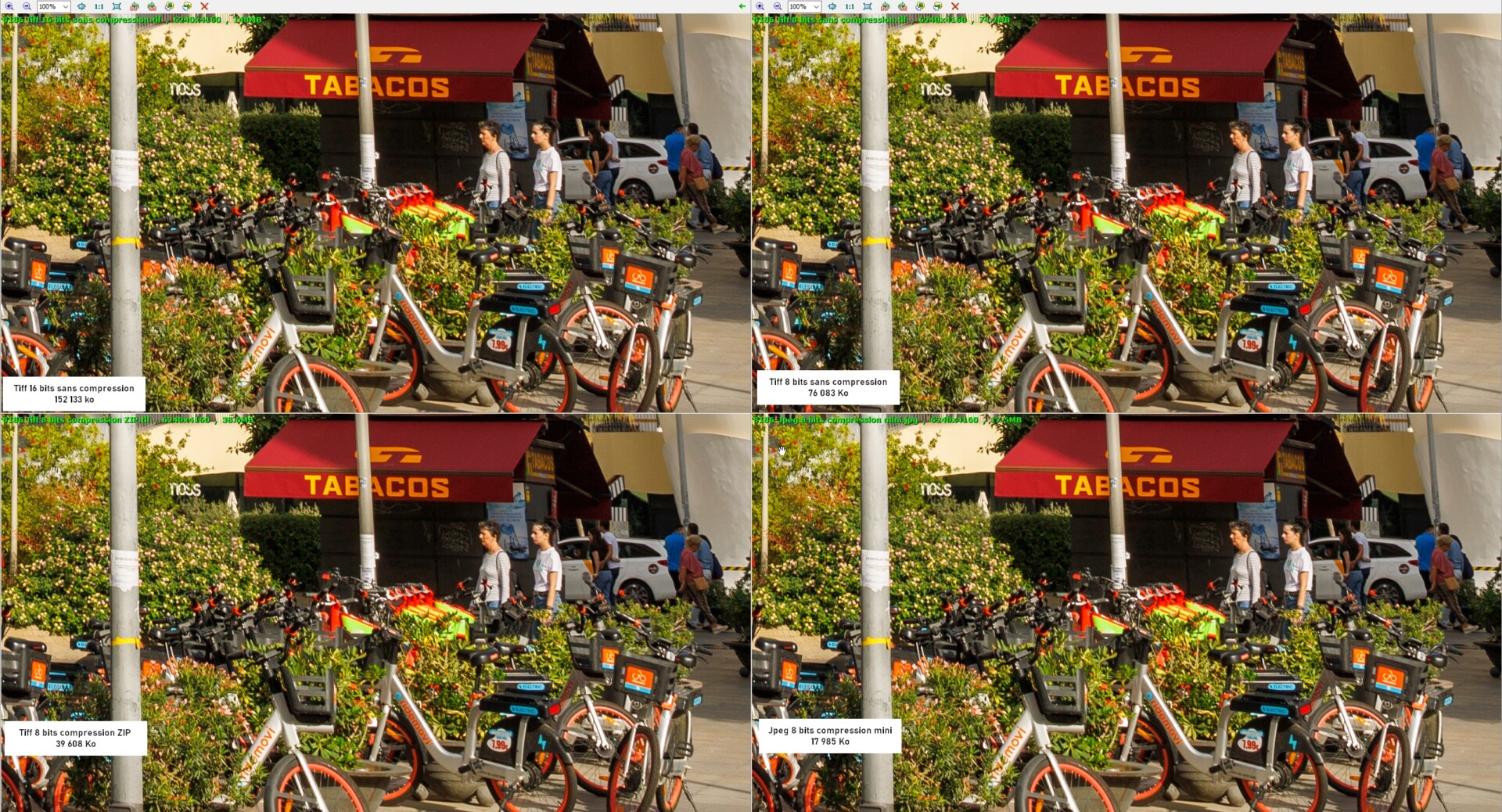 Comparaison de 4 compressions d'images