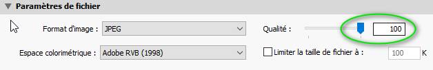 Enregistrement d'un fichier en jpeg sous Lightroom