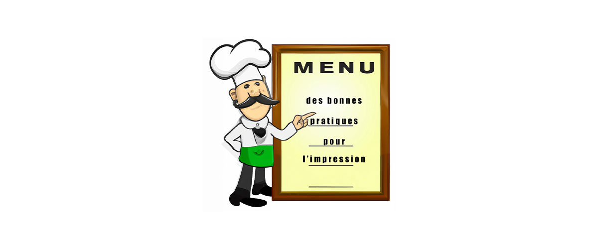Un chef montre un menu des bonne pratiques pour l'impression